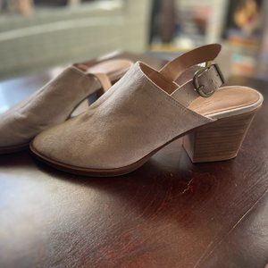Loft Outlet Beige Bootie Mule Ankle Strap 8M